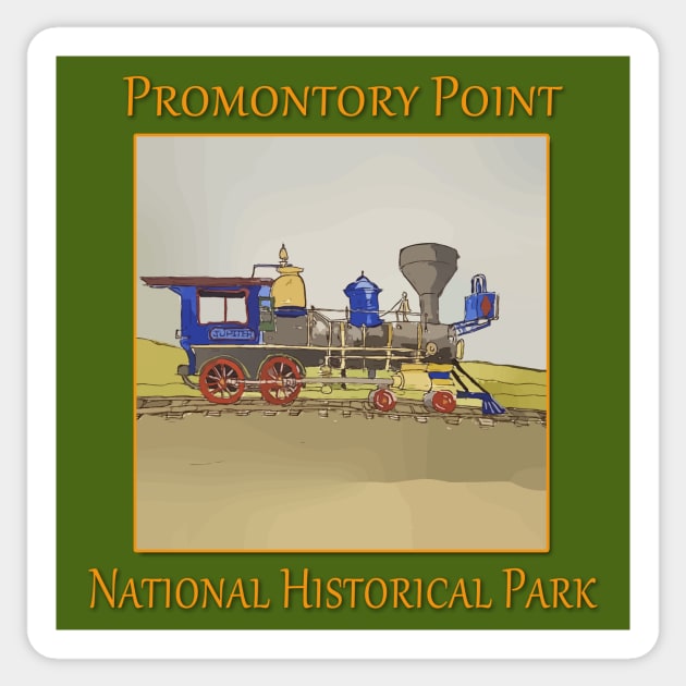 Old Steam Engine from the Golden Spike reenactment at Promontory Point Sticker by WelshDesigns